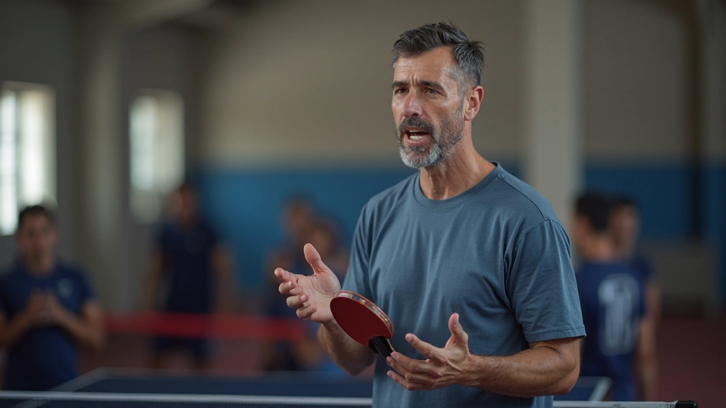 Table tennis coach helping a player improve their mental focus